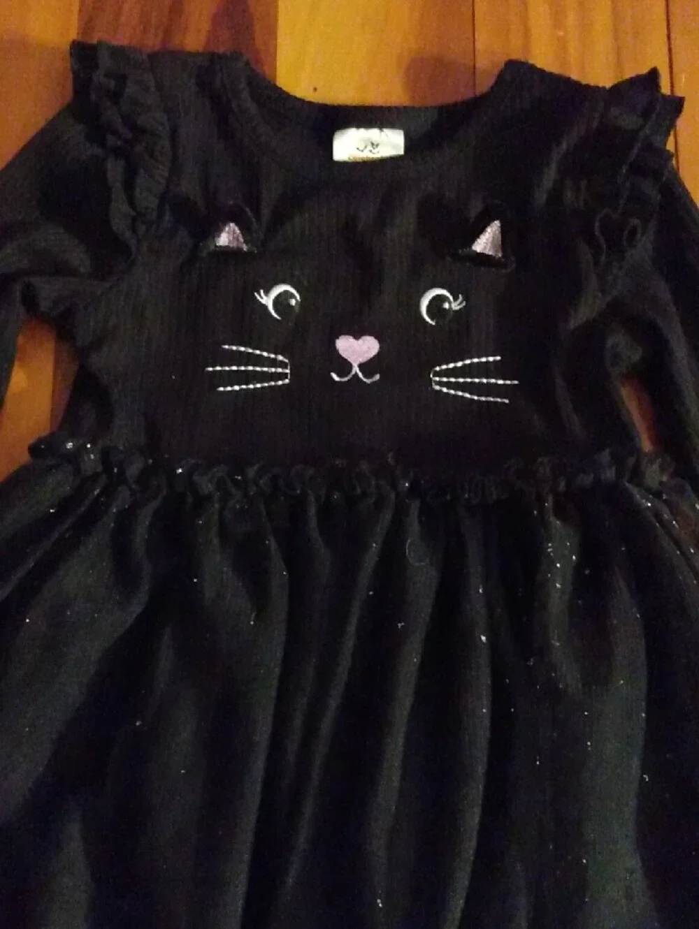 NWOT Way to Celebrate! Halloween 18 Months Girls Black Cat Tulle Dress Costume